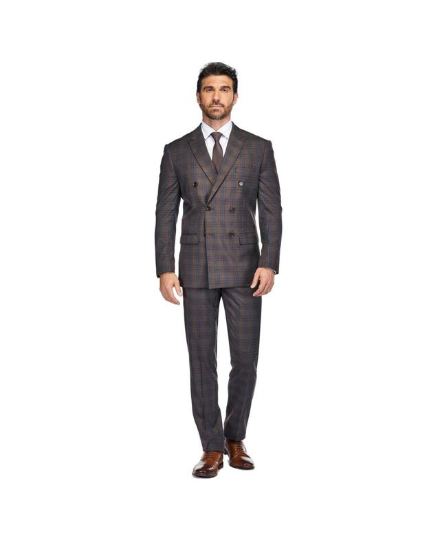 Gino Vitale Mens 2-Piece Double Breasted Checked Plaid Slim Fit Suit Product Image