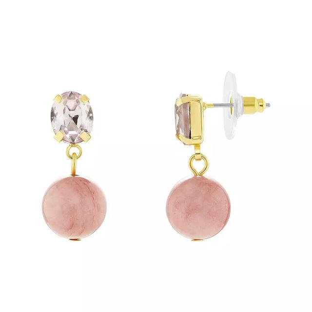 Emberly Gold Tone Double Round Drop Earrings, Womens, Pink Product Image