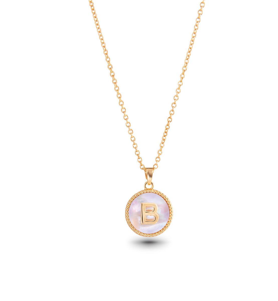 Gold Mother of Pearl Initial Necklace Product Image