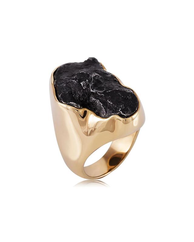 Mens 18K Yellow Gold Sikhote-Alin Meteorite Ring Product Image