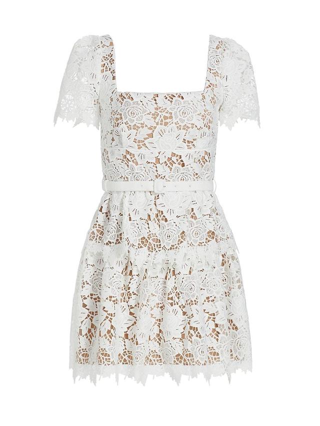 Womens Belted Guipure Lace Minidress Product Image