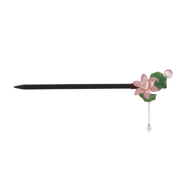 Floral Faux Pearl Wooden Hair Stick Product Image