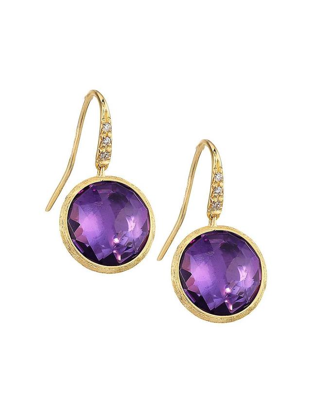 Womens Jaipur Color 18K Yellow Gold, Amethyst & 0.05 TCW Diamond Drop Earrings Product Image