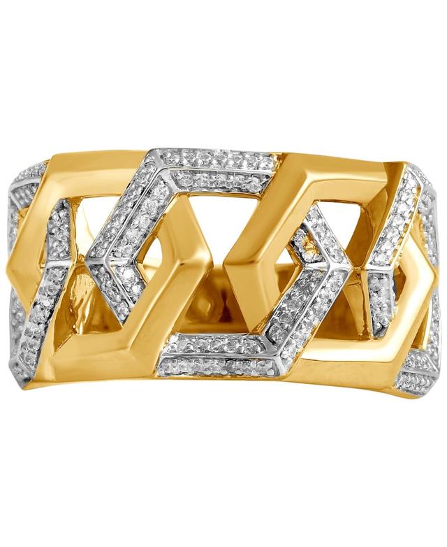 Mens Diamond Hexagon Link Inspired Ring (1/2 ct. t.w.) 18k Gold-Plated Sterling Silver Product Image