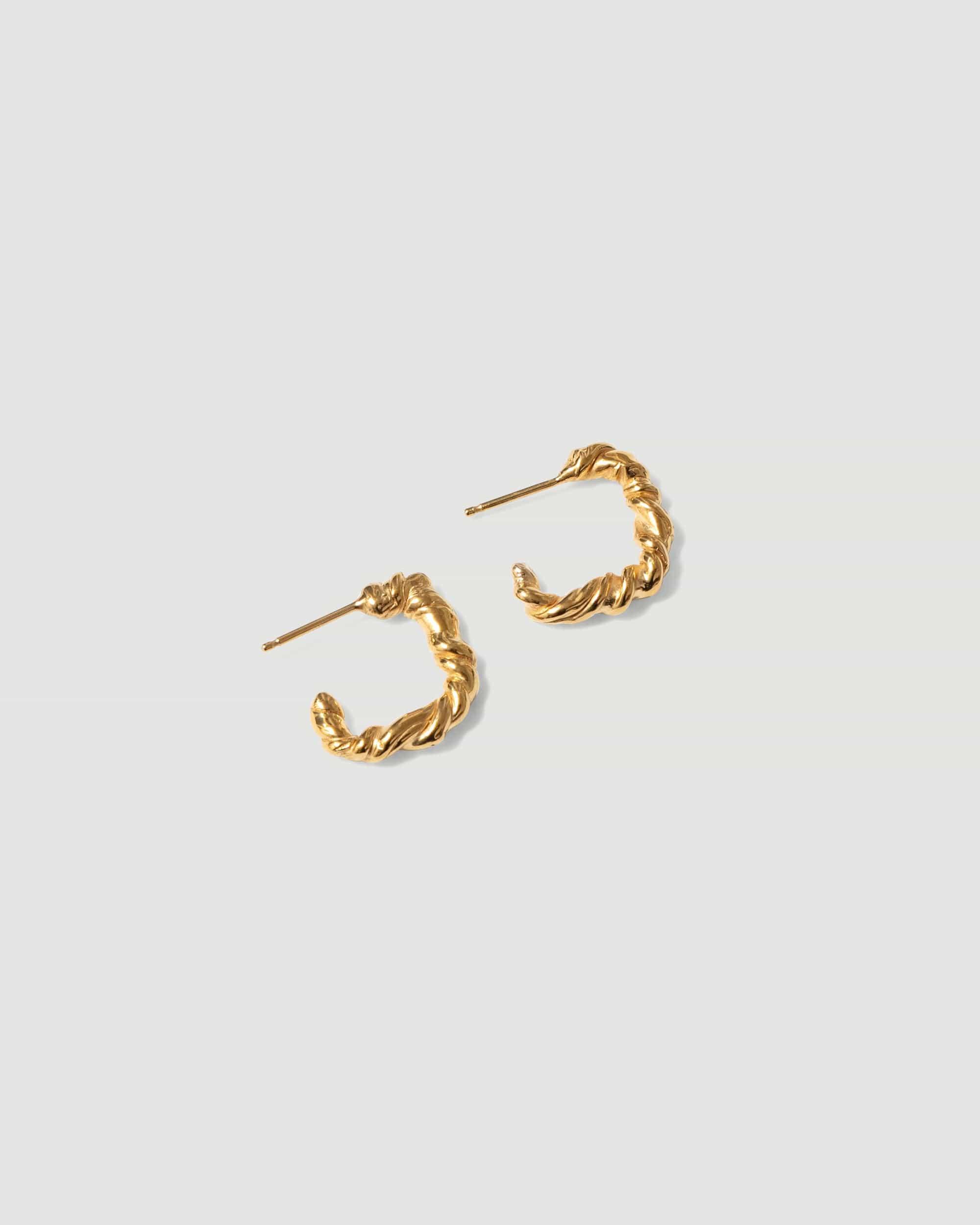 14K Gold Plated Twisted Hoop Earrings Product Image