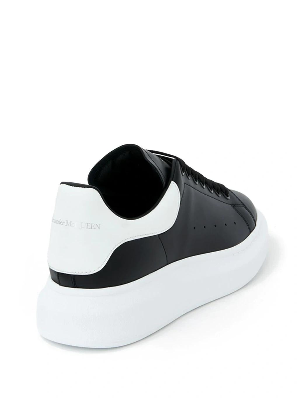 Exaggerated-sole Leather Sneakers In Black Bone Product Image