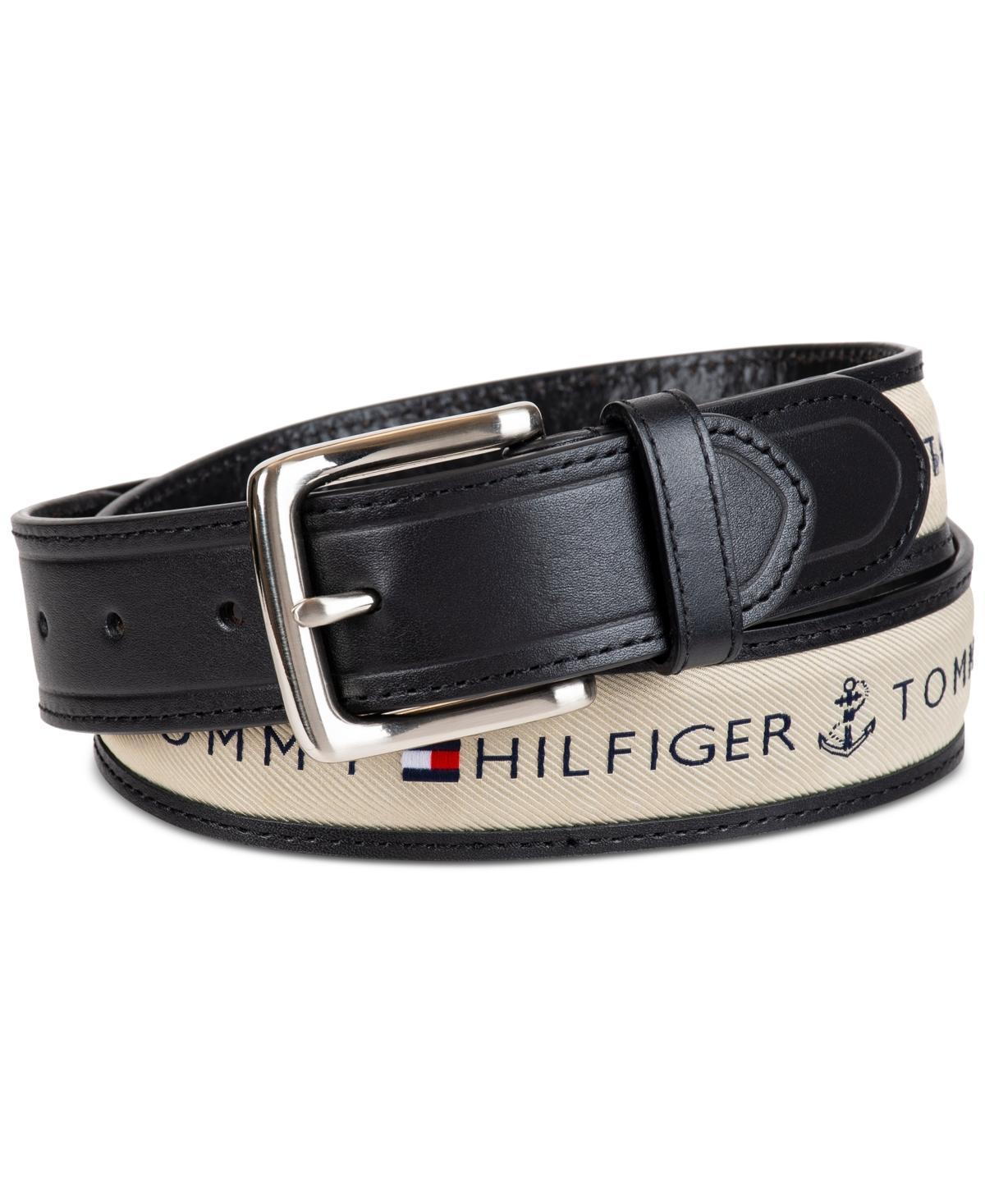 Tommy Hilfiger Mens Tri-Color Ribbon Inlay Leather Belt Product Image