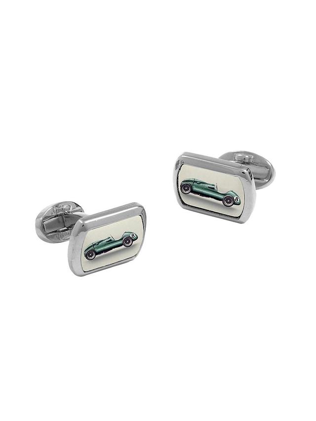 Mens Racing Car Rectangular Palladium Cufflinks Product Image