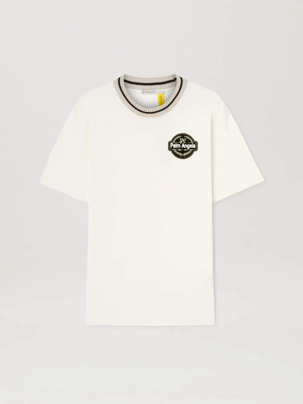 Single Patch T-shirt Moncler x Palm Angels in white  - Palm Angels® Official  Product Image