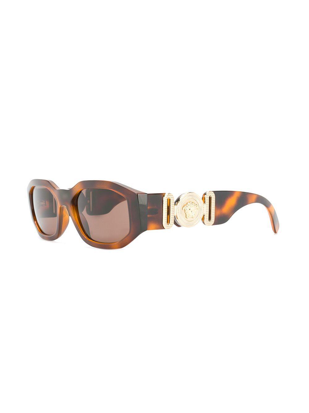 VERSACE Hexad Signature Sunglasses In Brown Product Image