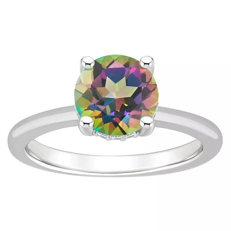 Alyson Layne Sterling Silver Round Mystic Topaz Diamond Accent Ring, Womens Product Image