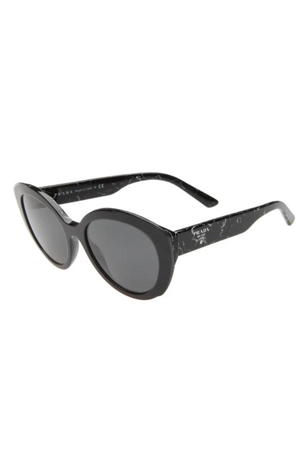 54mm Oval Cat Eye Sunglasses In Black Marble Grey Product Image