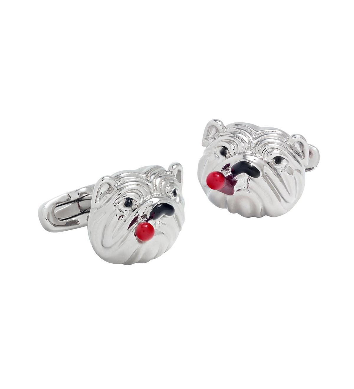 Mens Rhodium-Plated & Enamel Bulldog & Cigar Cufflinks Product Image