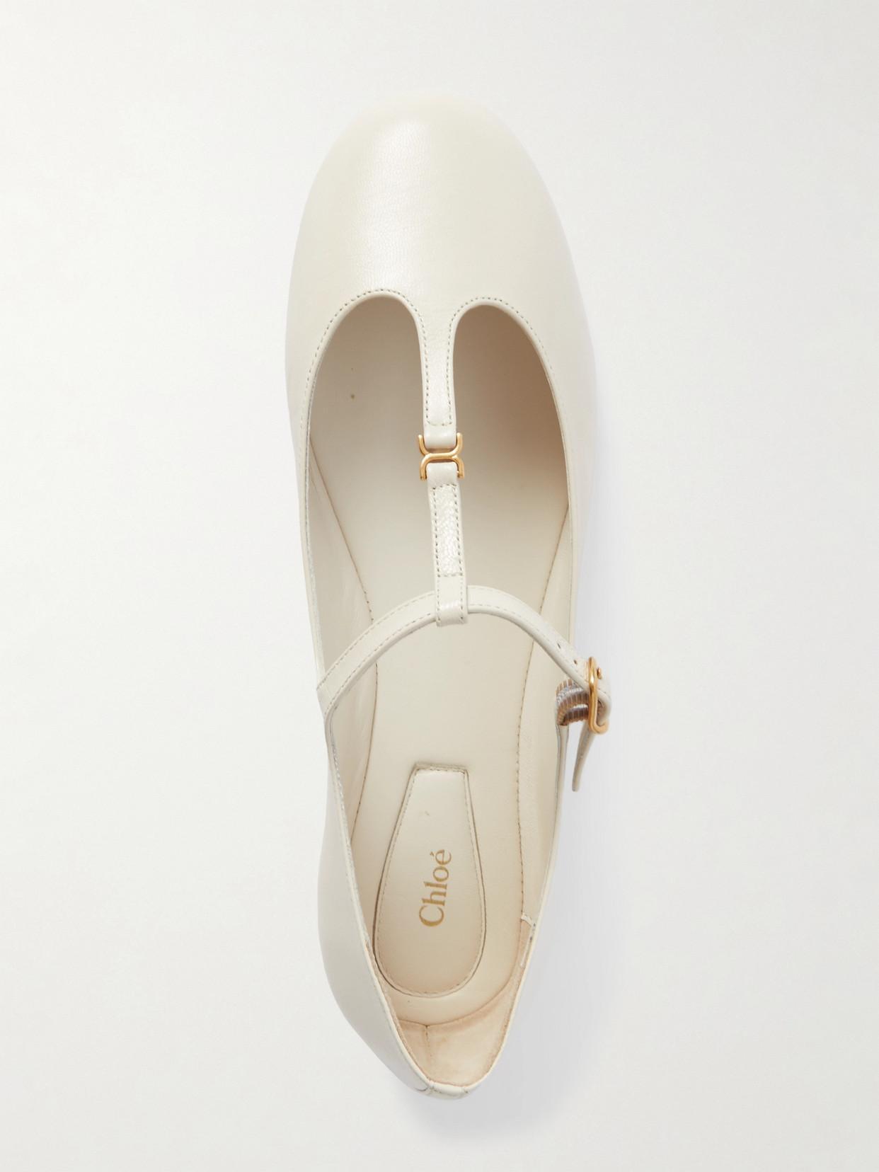 CHLOÉ Marcie Patent Mary Jane Ballerina Flats In Eggshell Product Image