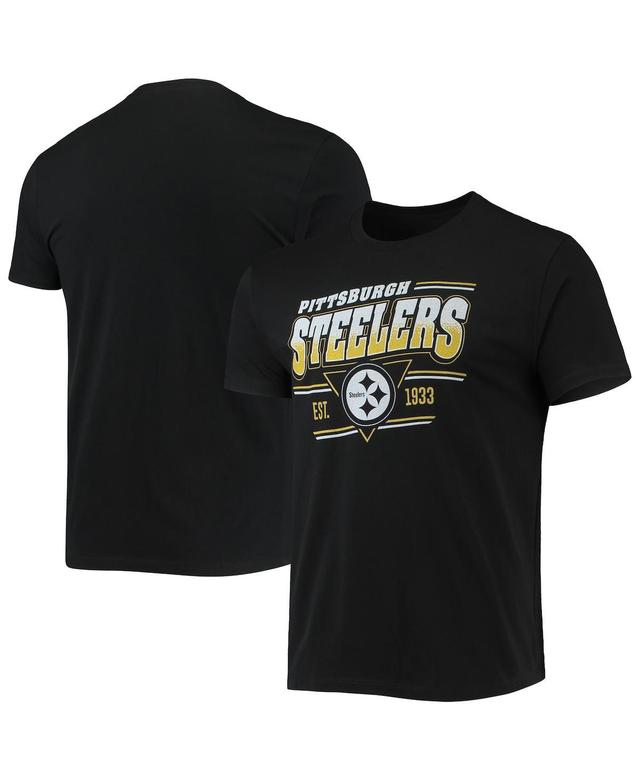 Mens Black Pittsburgh Steelers Throwback T-shirt Product Image