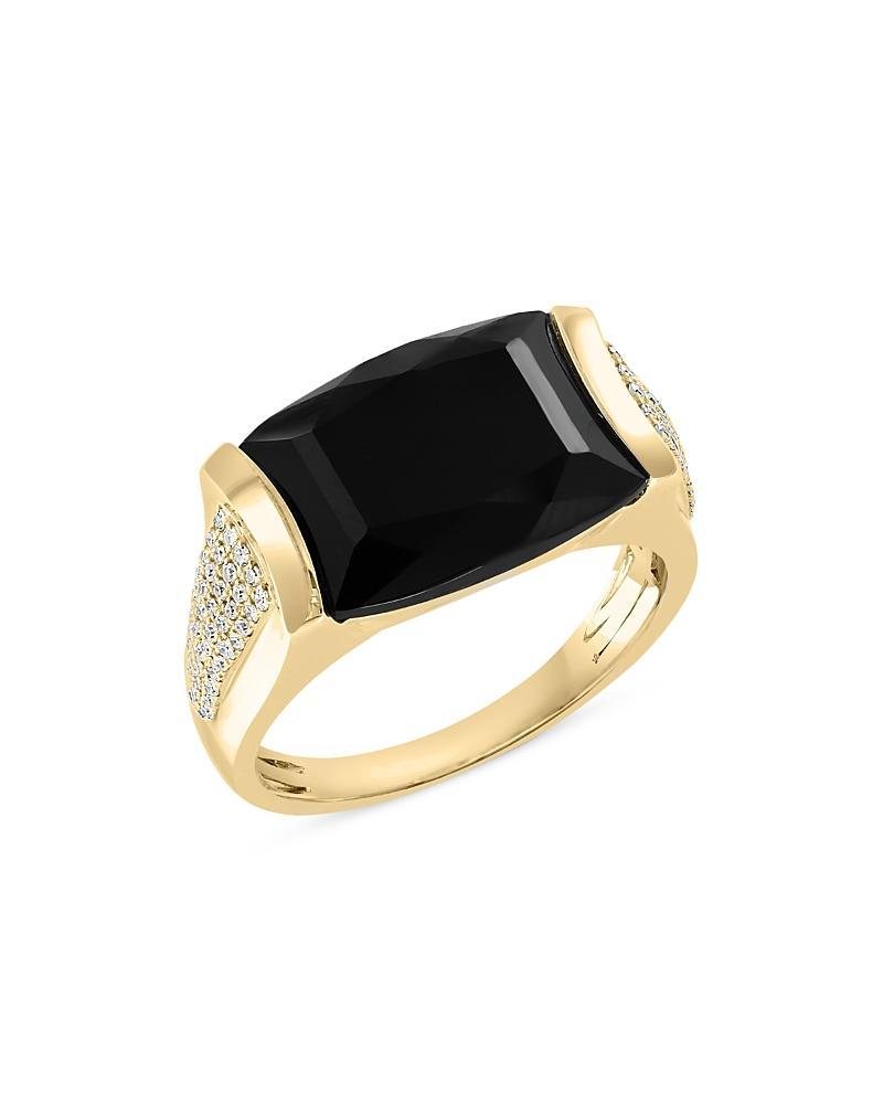 Bloomingdales Fine Collection Mens Onyx & Diamond Ring in 14K Yellow Gold Product Image