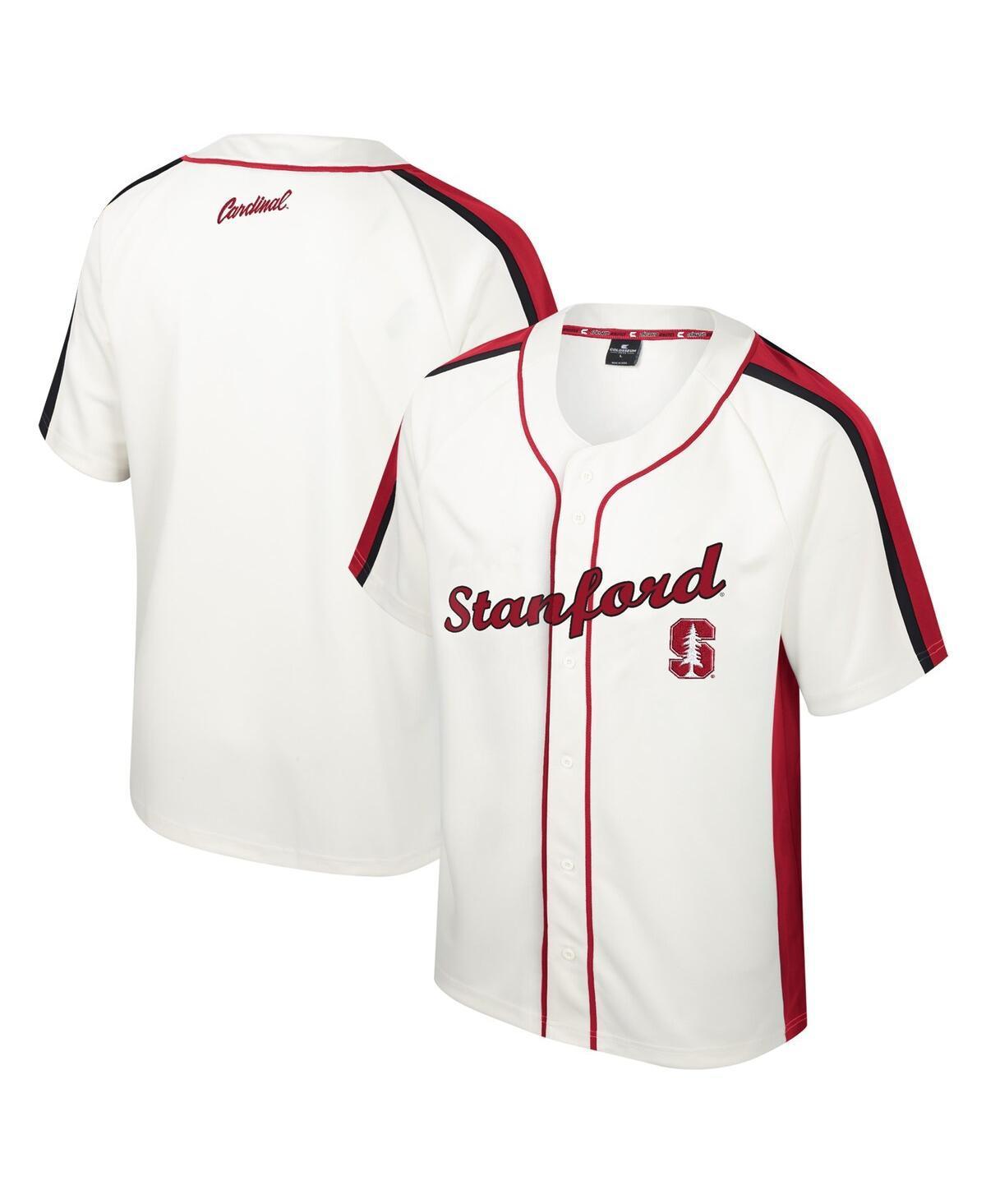 Colosseum Mens Cream Stanford Cardinal Ruth Button-Up Baseball Jersey - Cream Product Image