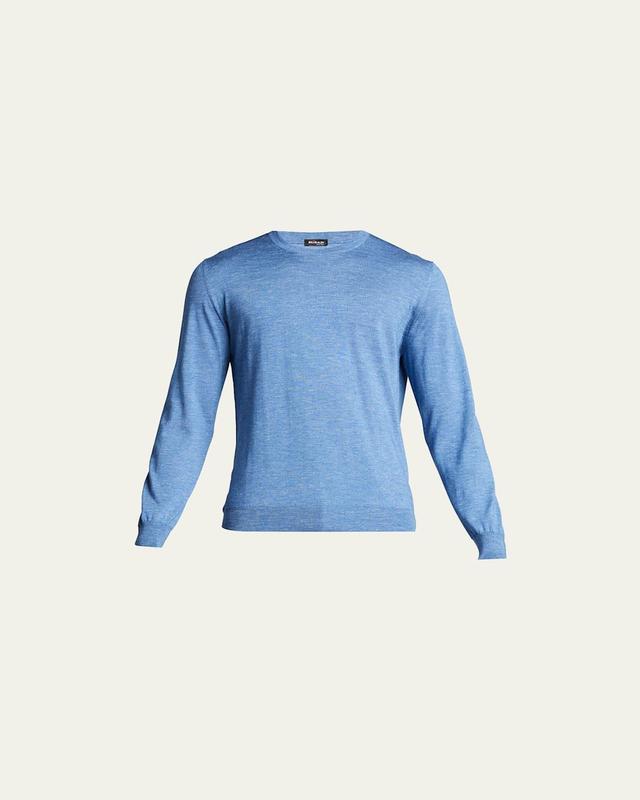 Mens Heathered Cotton Crewneck Sweater Product Image