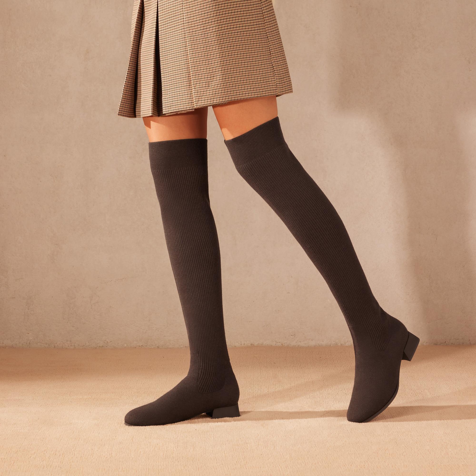 Round-Toe Water-Repellent Wool Over-the-Knee Boots (Madeline Pro) Product Image