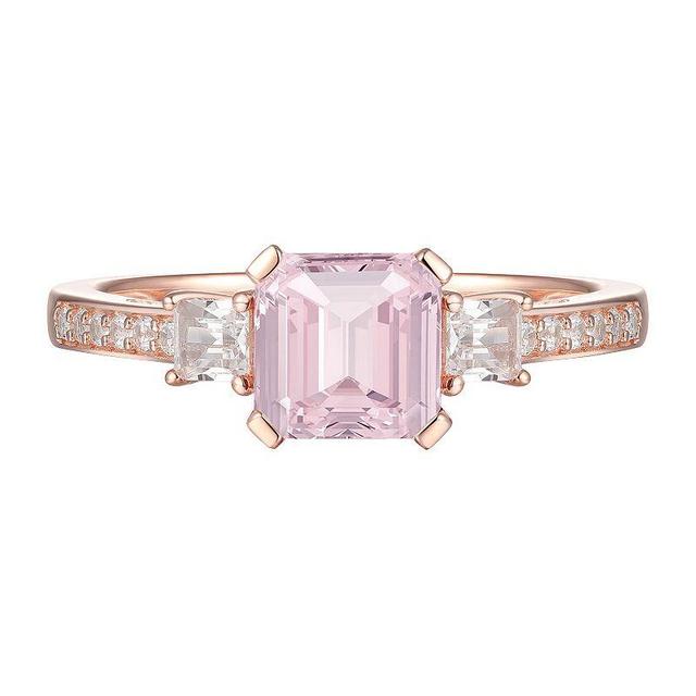 14k Rose Gold Over Silver Lab-Created Morganite & Lab-Created White Sapphire Ring, Womens Product Image