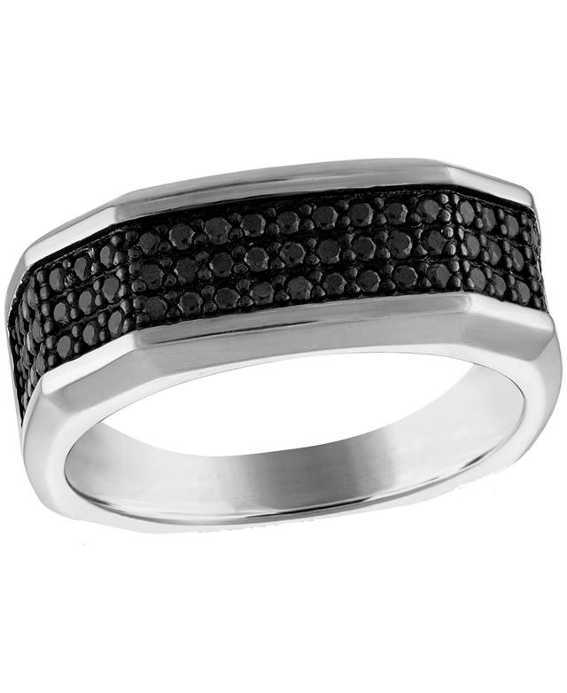 Bulova Marc Anthony Mens Black Diamond Octagon Cluster Ring (3/4 ct. t.w.) in Sterling Silver-Plate, BVR1031-wsaa Product Image