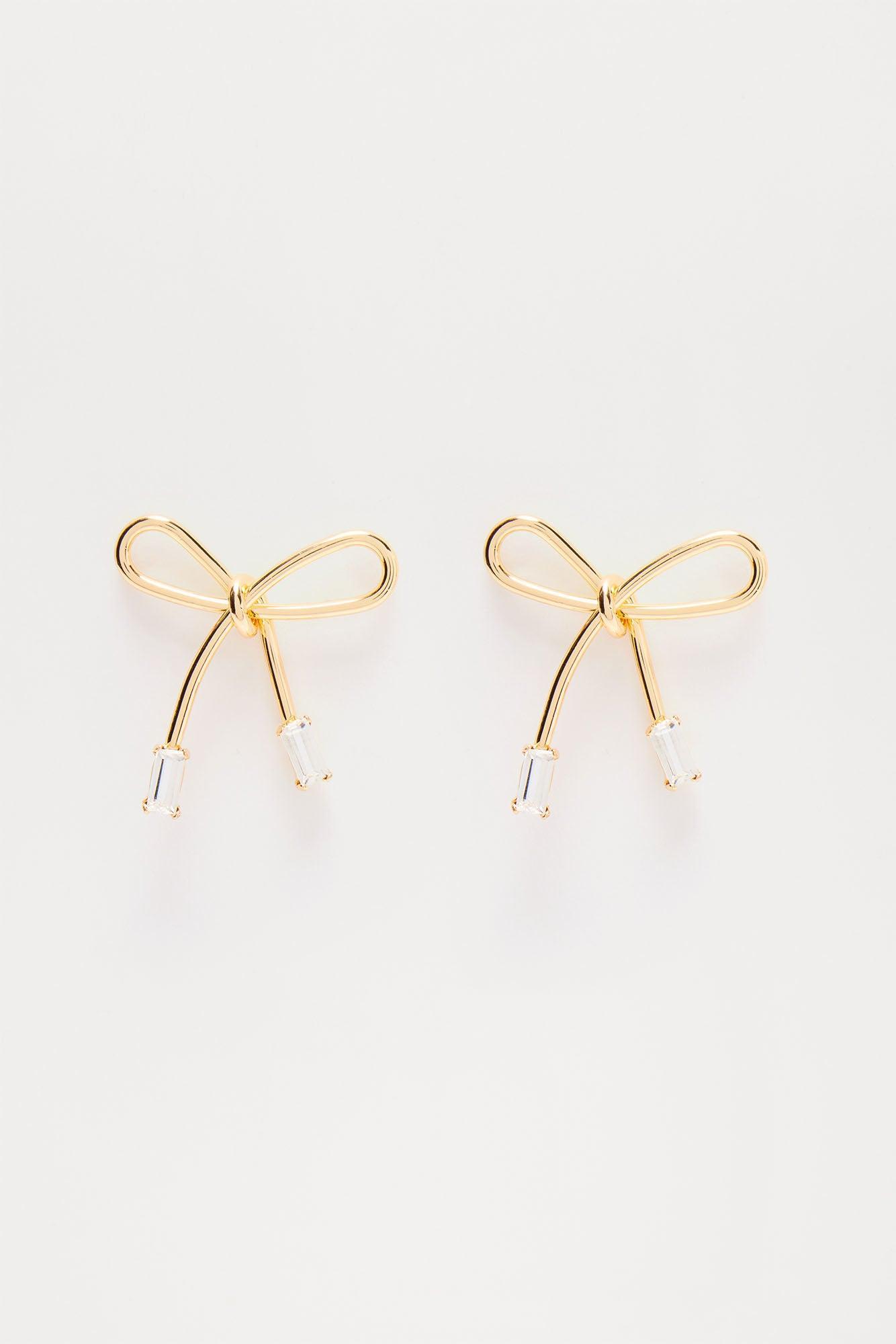 Coco Cable Bow Earrings - Gold Product Image