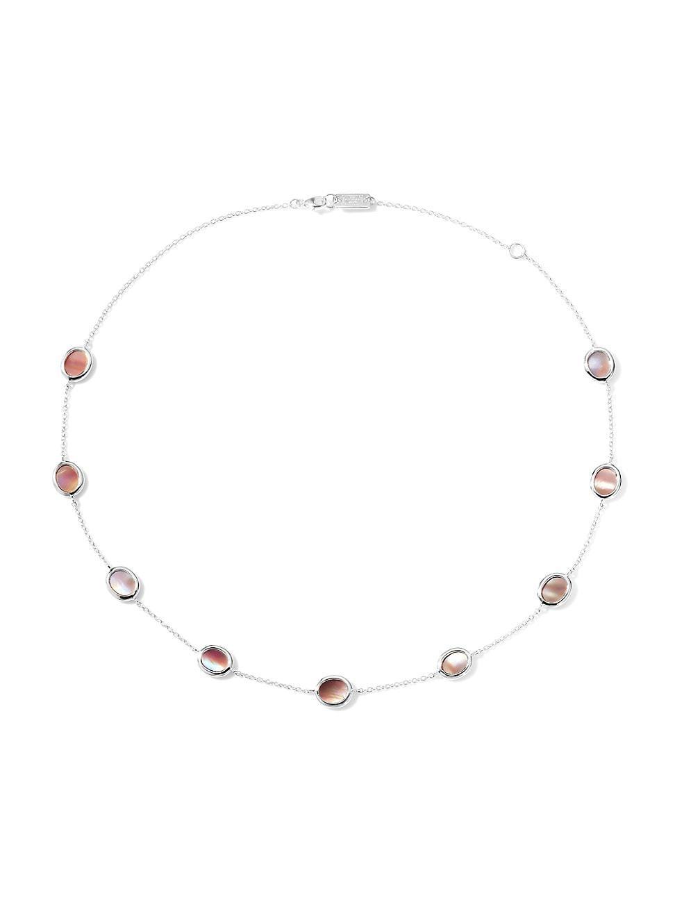 Womens Polished Rock Candy Confetti Short Sterling Silver & Shell Station Necklace Product Image