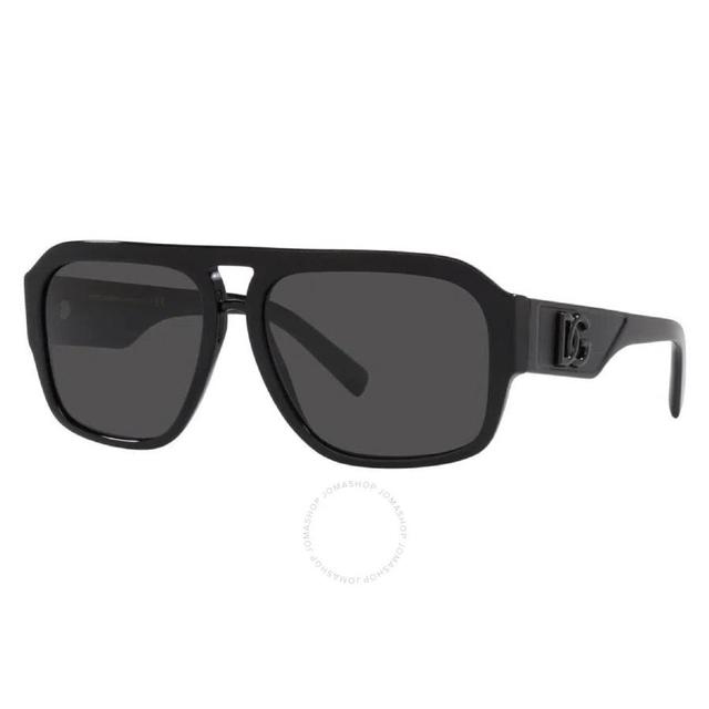 Dolce And Gabbana Dark Grey Pilot Men's Sunglasses Dg4403f 501/87 58 In Black / Dark / Grey Product Image