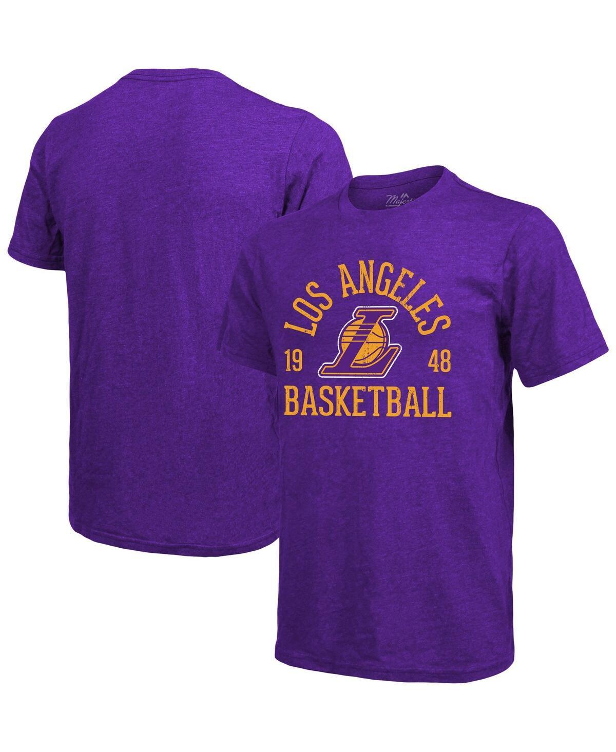 Mens Majestic Threads Heathered Los Angeles Lakers Ball Hog Logo Tri-Blend T-Shirt Product Image