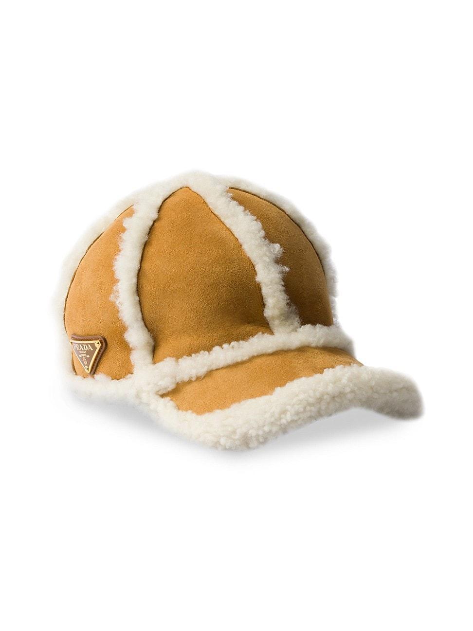 Womens Suede Shearling Baseball Cap Product Image