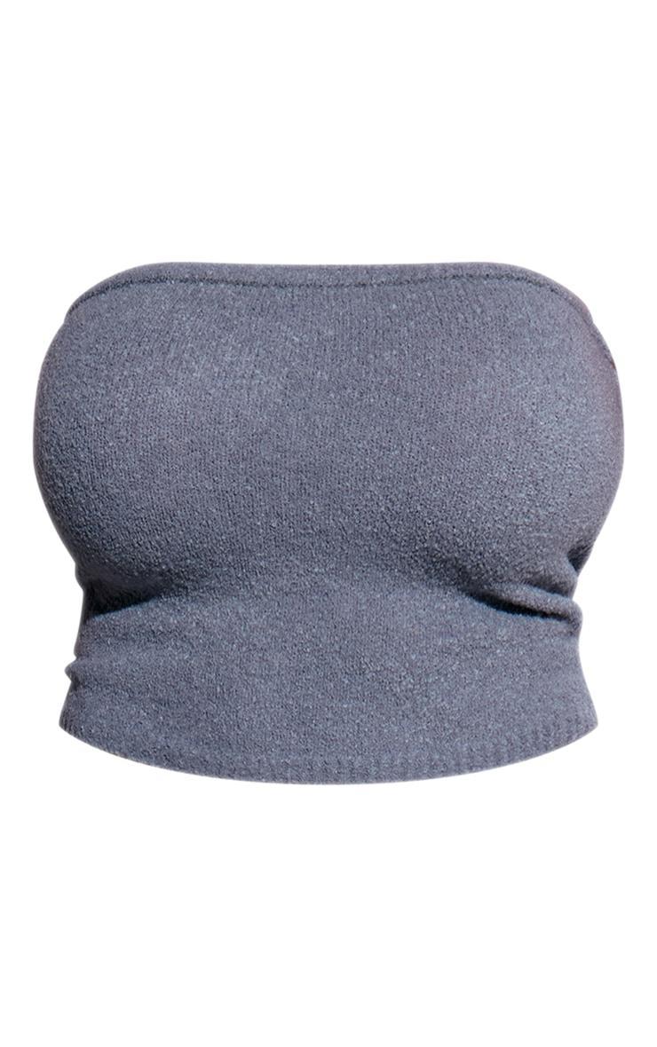 Plus Grey Brushed Knitted Bandeau Top Product Image