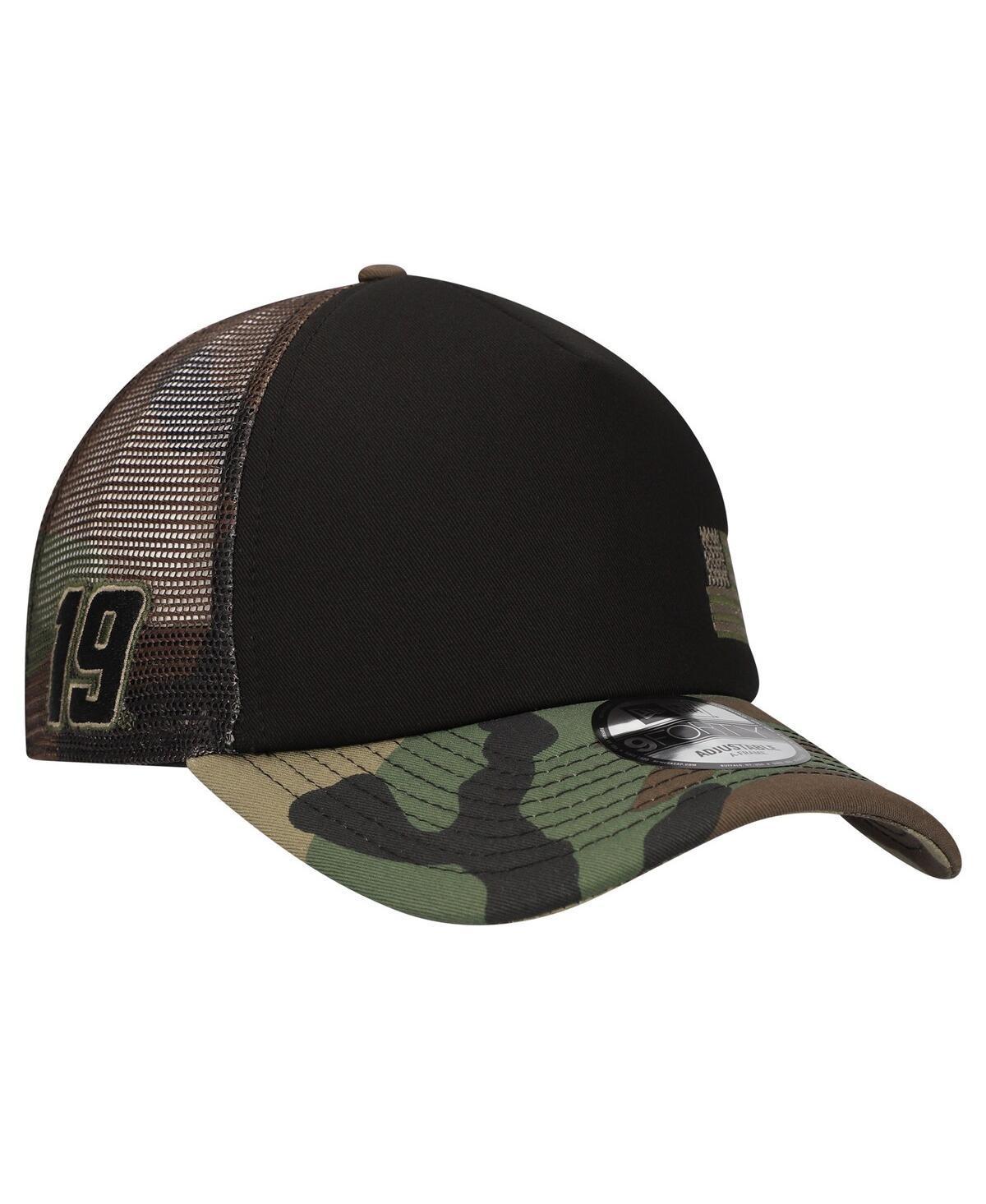 New Era Mens Black Martin Truex Jr Trucker 9FORTY Adjustable Hat - Black, Camo Product Image