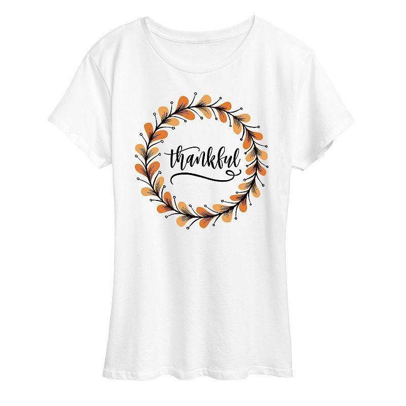 Womens Thankful Wreath Graphic Tee White Product Image