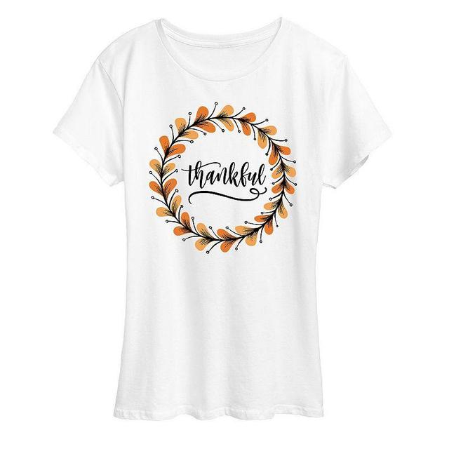 Womens Thankful Wreath Graphic Tee White Product Image