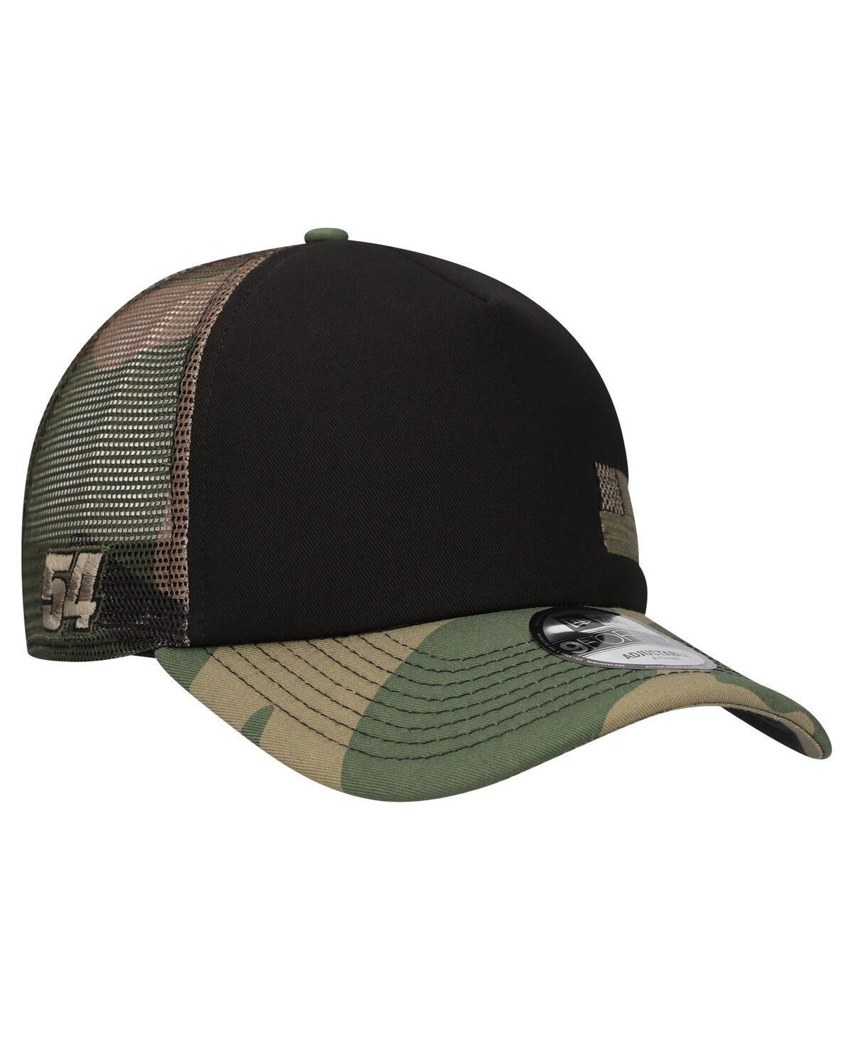 New Era Mens Black Ty Gibbs Trucker 9FORTY Adjustable Hat - Black, Camo Product Image