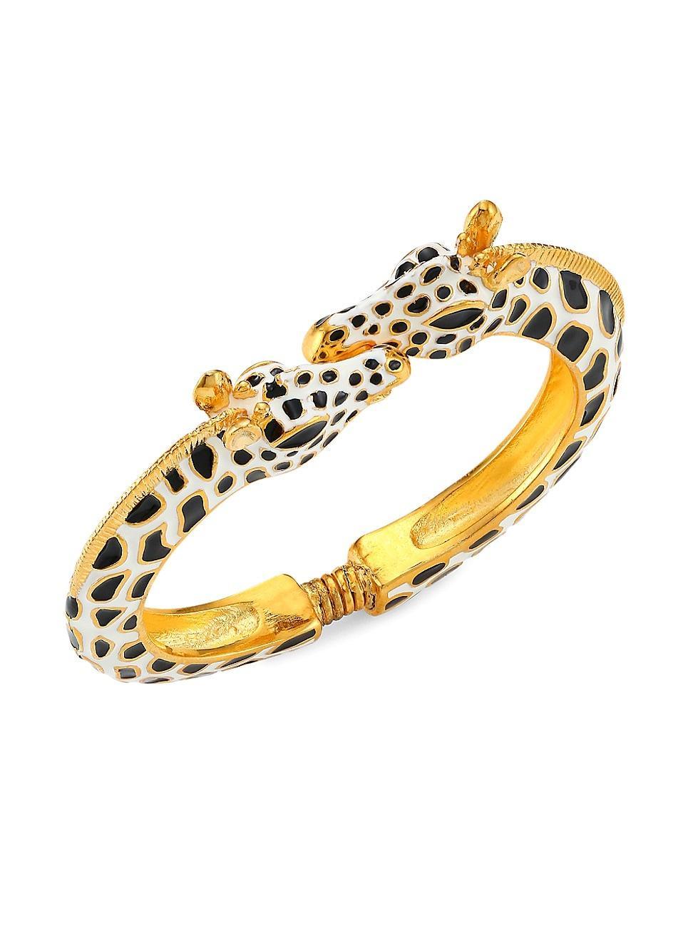 Womens 24K Goldplated & Enamel Giraffe Bangle Bracelet Product Image