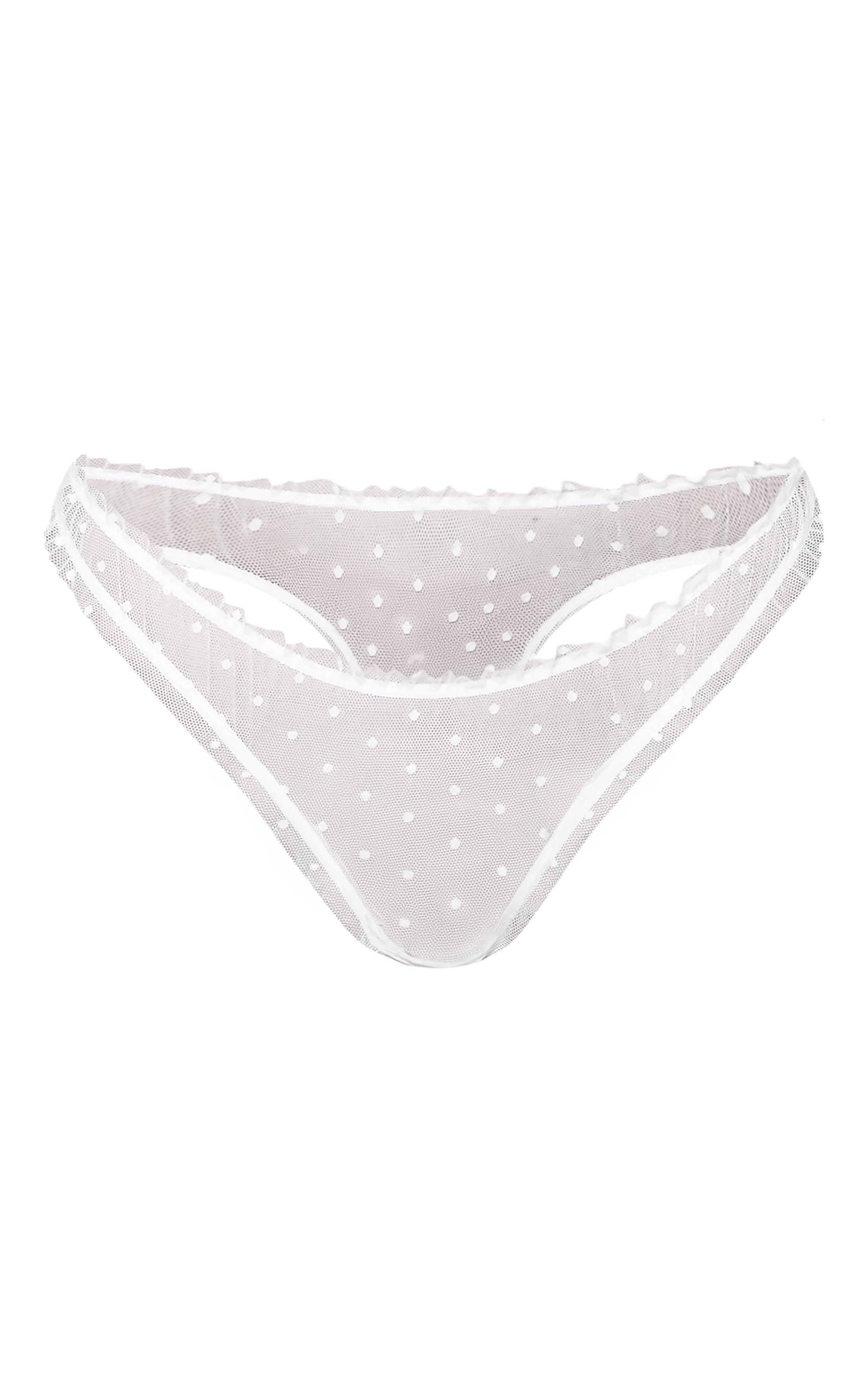 White Polka Dot Mesh Frill Bralette Product Image