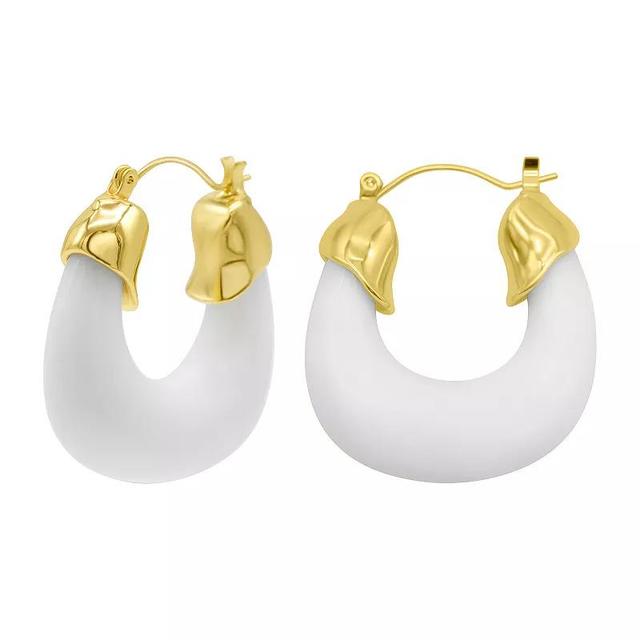 Adornia 14k Gold Plated White Lucite Boxy Hoop Earrings, Womens Product Image