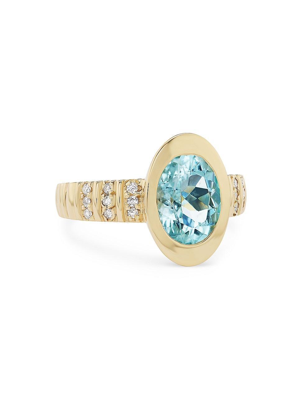 Womens Minerva Anjuli 14K Yellow Gold, Aquamarine & 2.2 TCW Diamond Ring Product Image