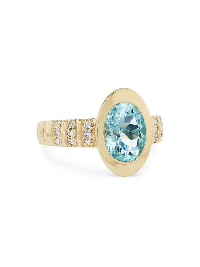 Womens Minerva Anjuli 14K Yellow Gold, Aquamarine & 2.2 TCW Diamond Ring Product Image