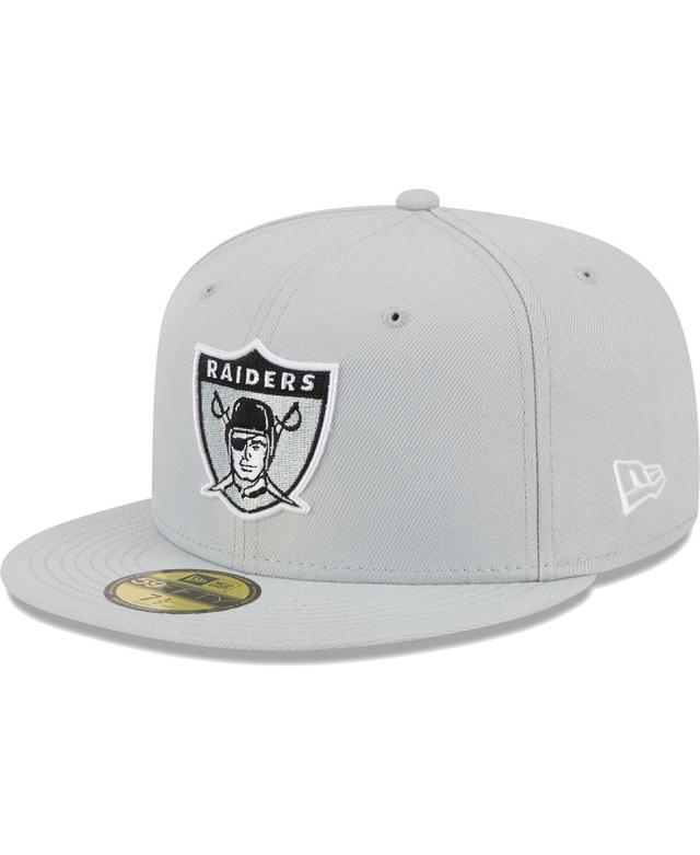 Mens New Era Gray Las Vegas Raiders Throwback Main 59FIFTY Fitted Hat Product Image