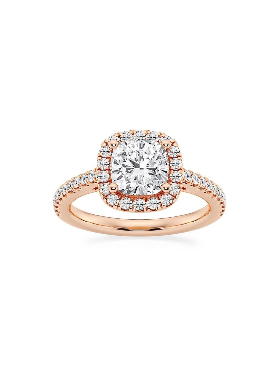 Womens 14K Rose Gold & Cushion-Cut Lab-Grown Diamond Halo Ring/1.30-3.60 TCW Product Image