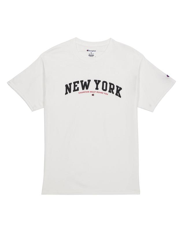 Mens Short-Sleeve T-Shirt, Champion What Moves You, New York Arch White L Product Image