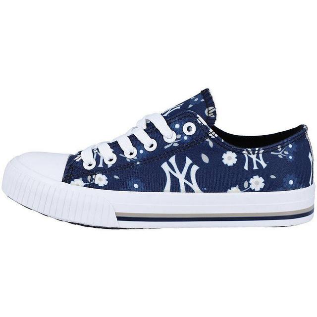 Womens FOCO New York Yankees Flower Canvas Allover Shoes Blue Product Image