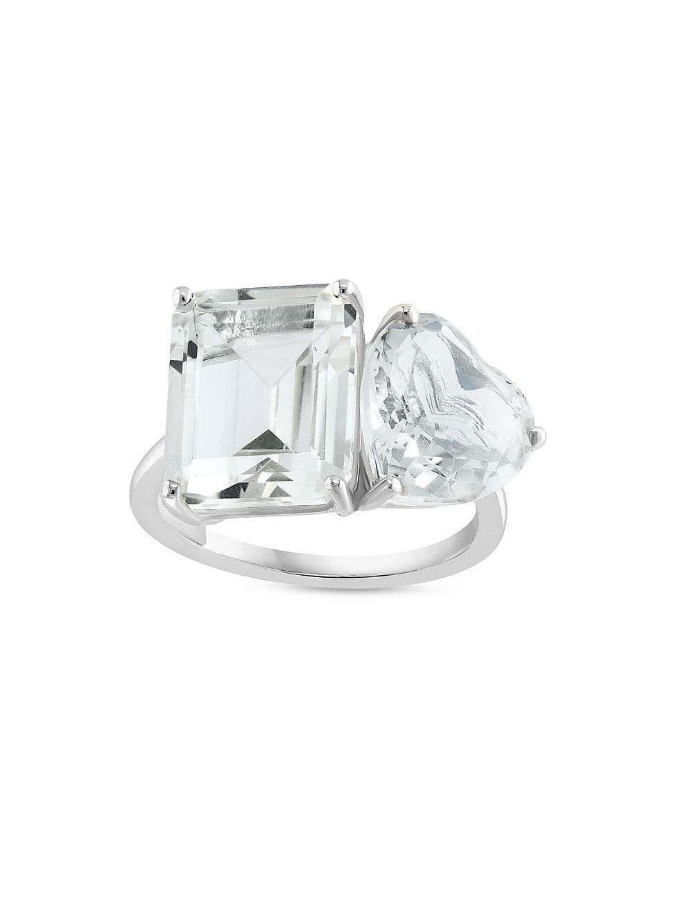 Womens 14K White Gold & White Topaz Ring Product Image