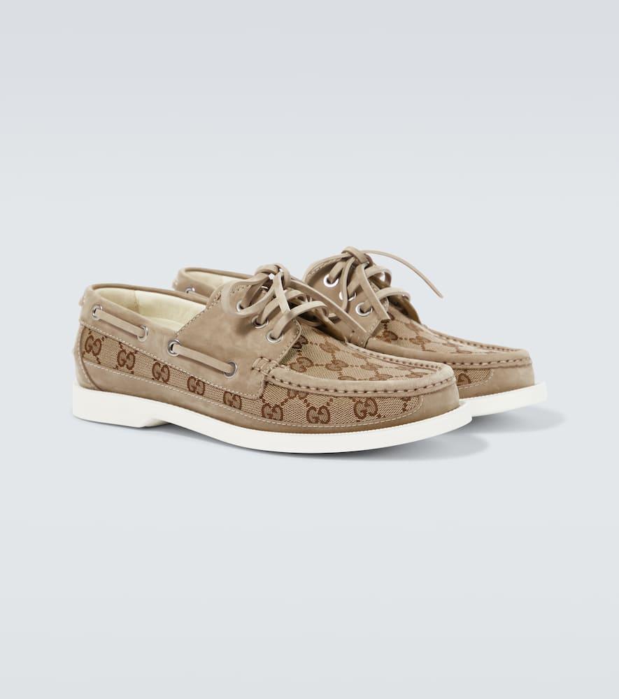 GUCCI Gg Canvas Boat Shoes In Nude & Neutrals Product Image