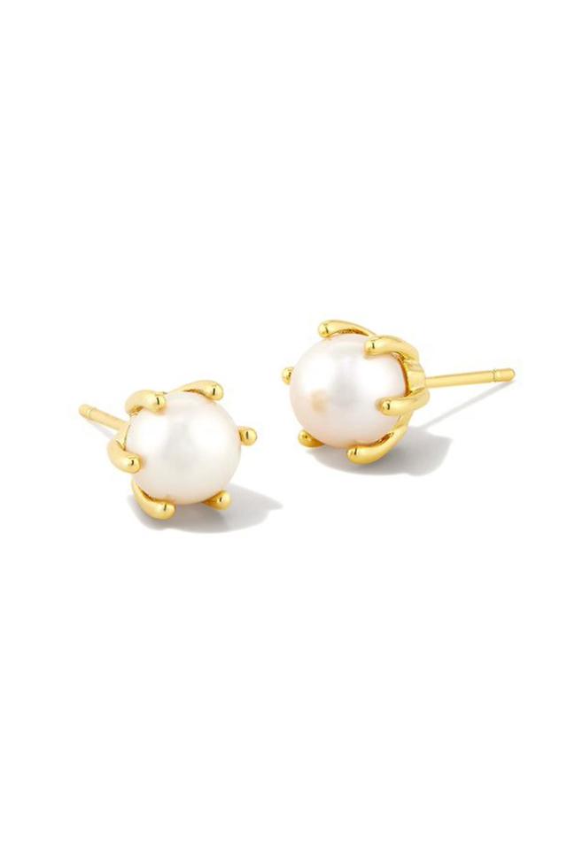 KENDRA SCOTT Ashton Stud Earrings Gold White Pearl Product Image