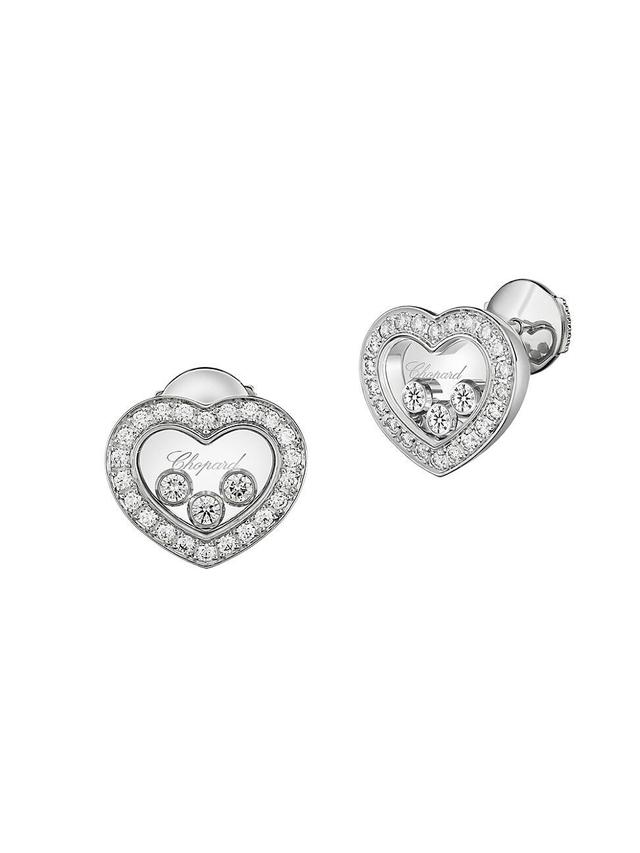 Womens Happy Diamonds Icons 18K White Gold & Diamond Heart Stud Earrings Product Image