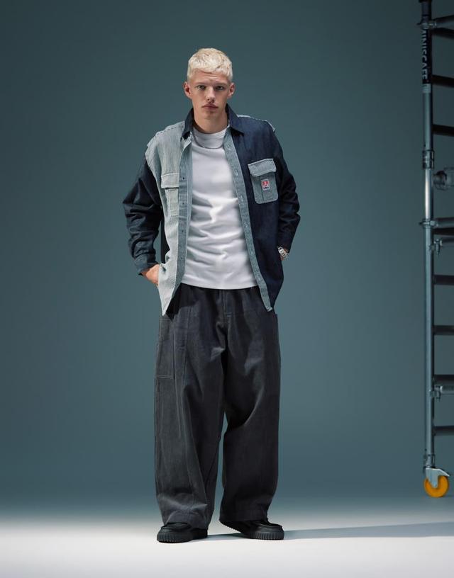 ASOS DESIGN oversized balloon cord pants in charcoal with side pockets Product Image