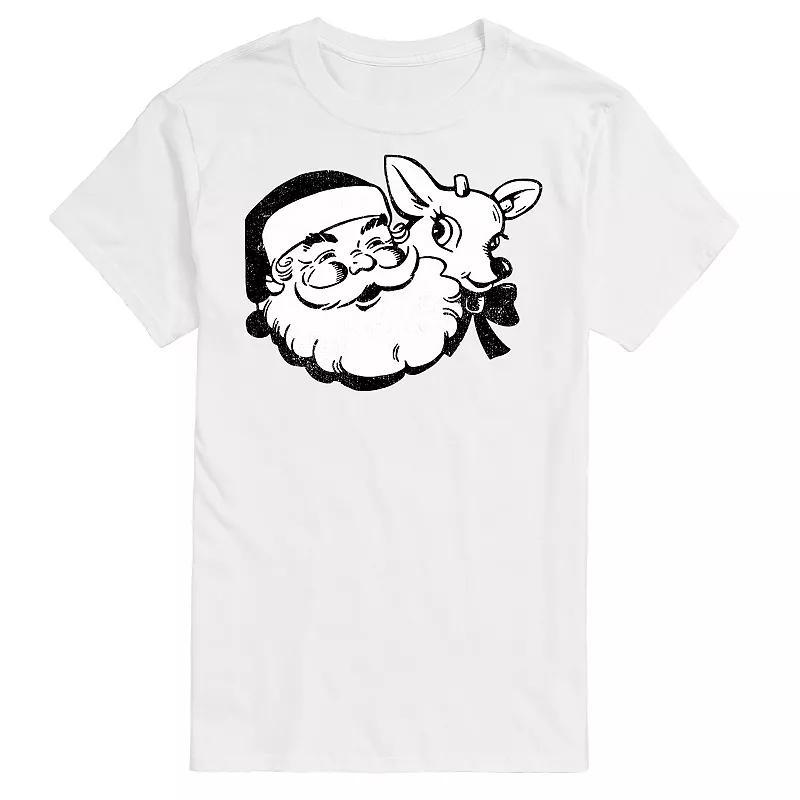 Big & Tall Santa and Reindeer Graphic Tee, Mens Product Image